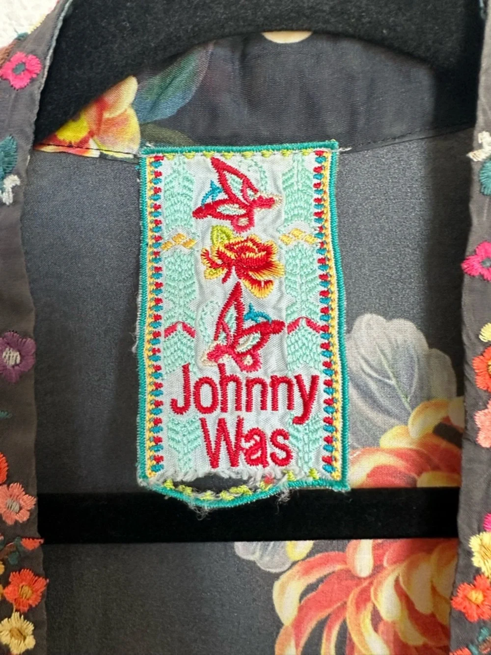 JOHNNY WAS Jazzy Kimono-Style Printed Jacket Size 1X floral embroidered